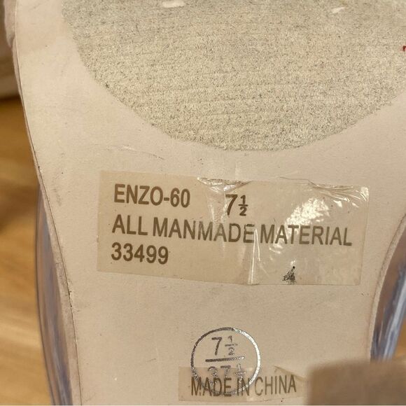 Anne Michelle Enzo Rhinestone Faux Suede Strappy Heels Tan Open Toe 7.5 - Picture 12 of 13